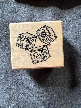 Wooden Baby Blocks Rubber Stamp - Natural Wood